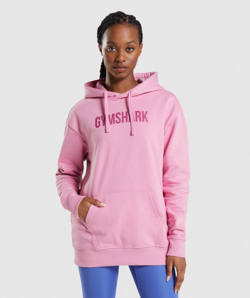 Women\'s Gymshark Apollo Oversized Hoodie Pink | NZ 1QCRBG